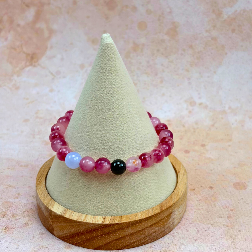 Strawberry Quartz Obsidian Love Healing Bracelet