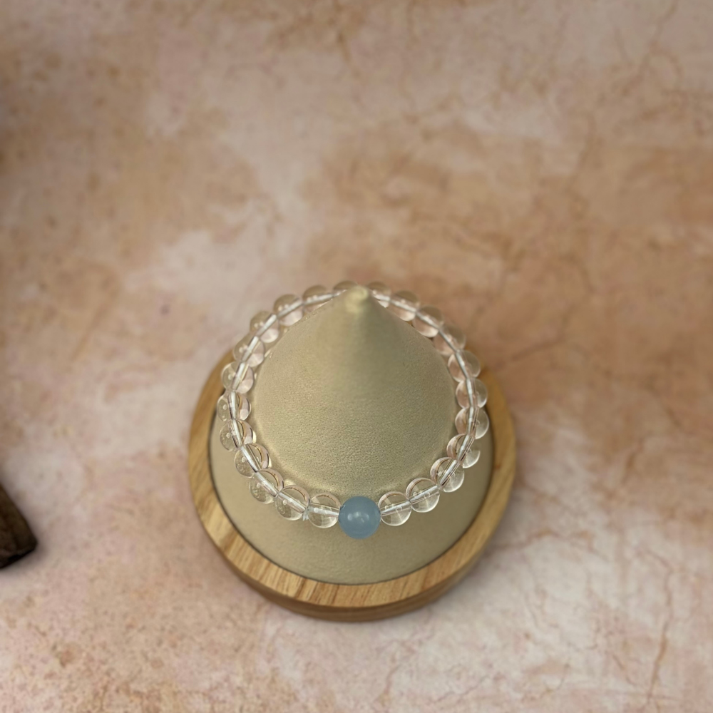 Clear Quartz Blue Chalcedony Healing Clarity Bracelet