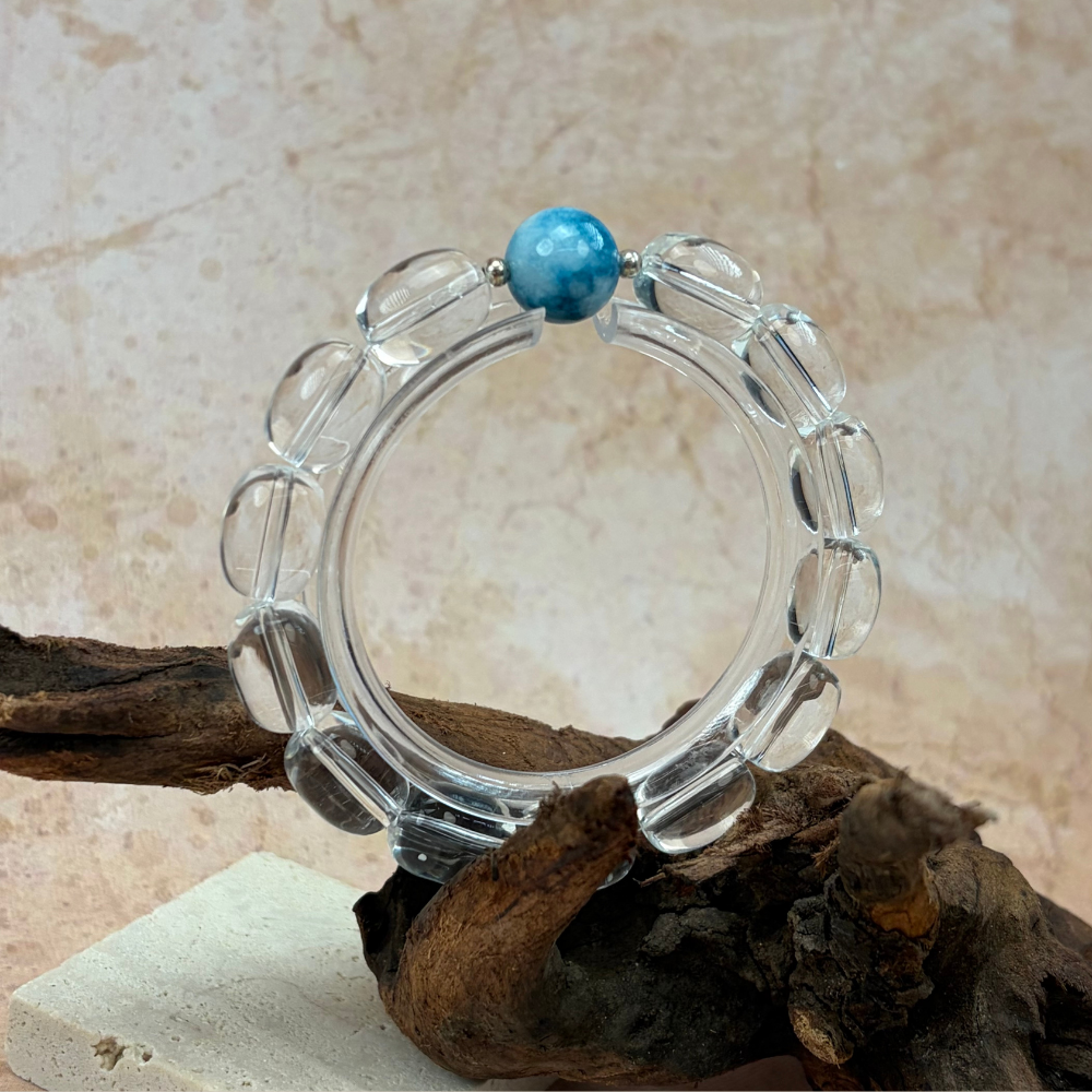 Clear Quartz Apatite Healing Energy Clarity Protection Bracelet