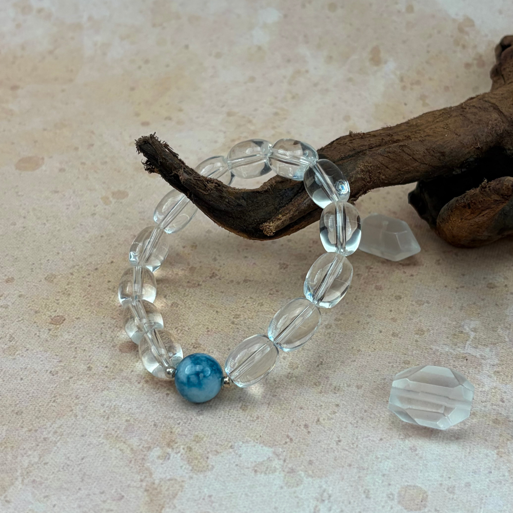 Clear Quartz Apatite Healing Energy Clarity Protection Bracelet