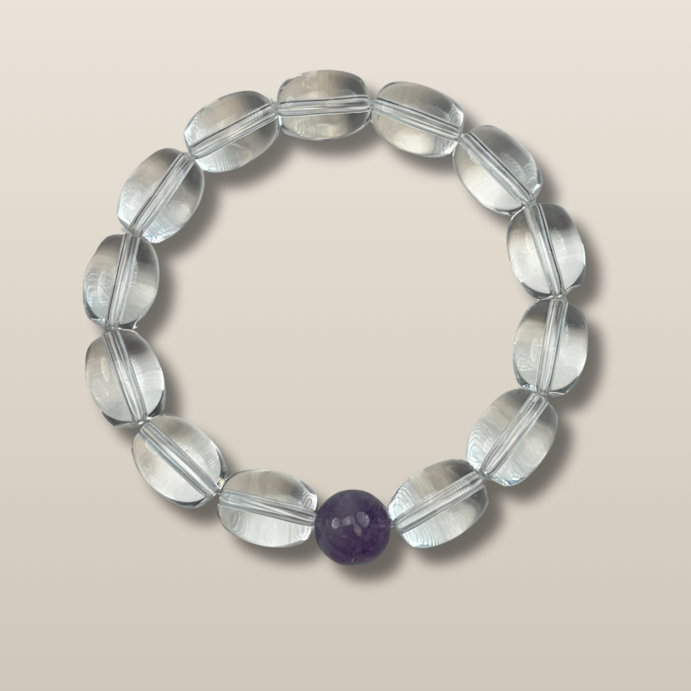 Clear Quartz Amethyst Healing Clarity Balance Energy Bracelet