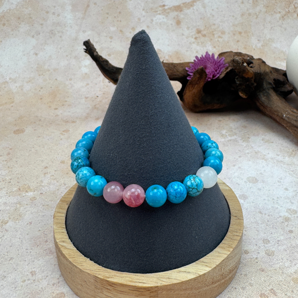 Turquoise Rose Quartz Healing Balance Protection Bracelet