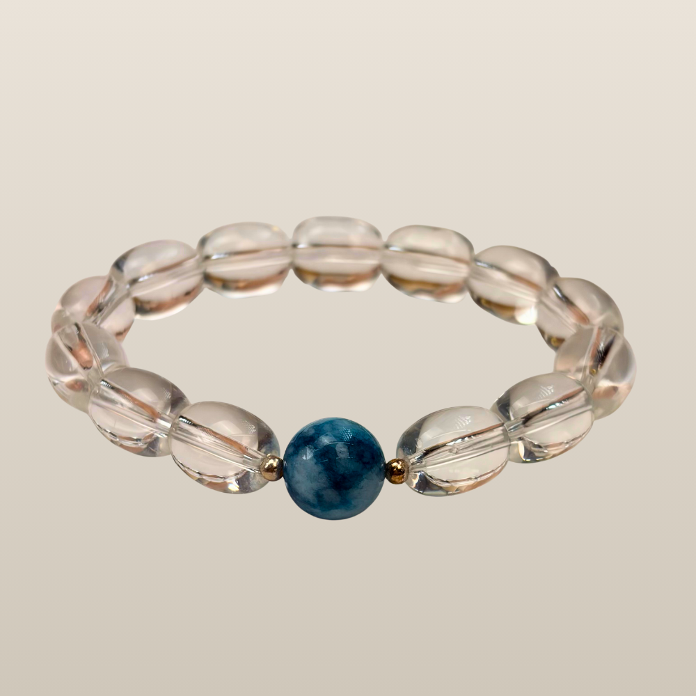 Clear Quartz Apatite Healing Energy Clarity Protection Bracelet