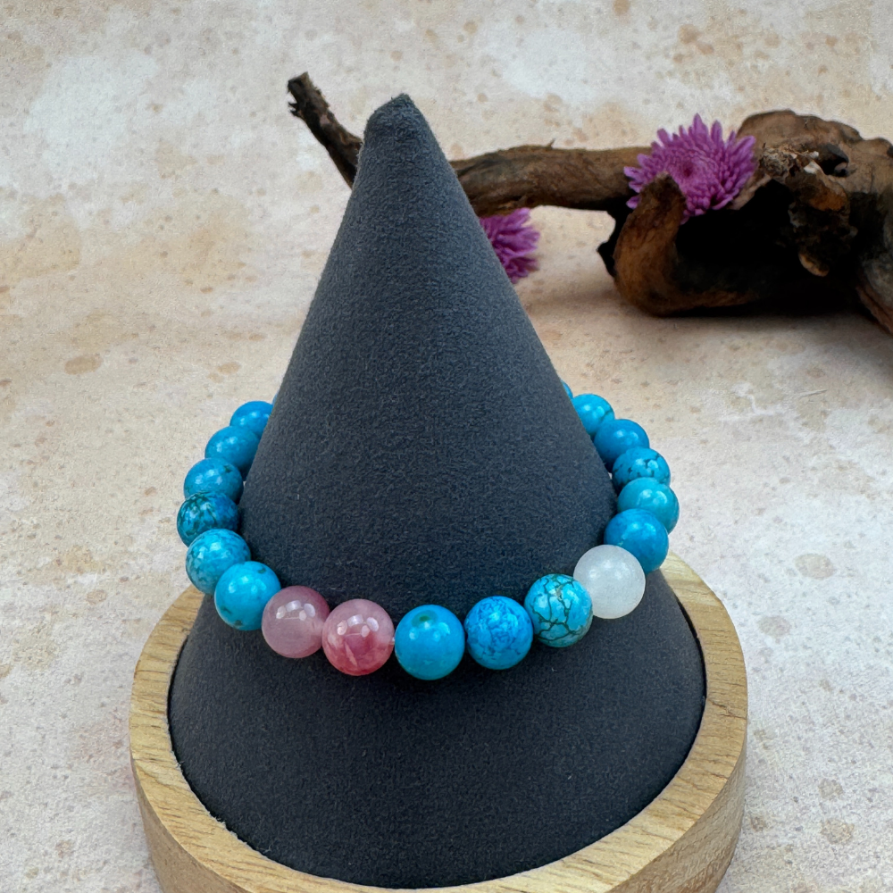 Turquoise Rose Quartz Healing Balance Protection Bracelet