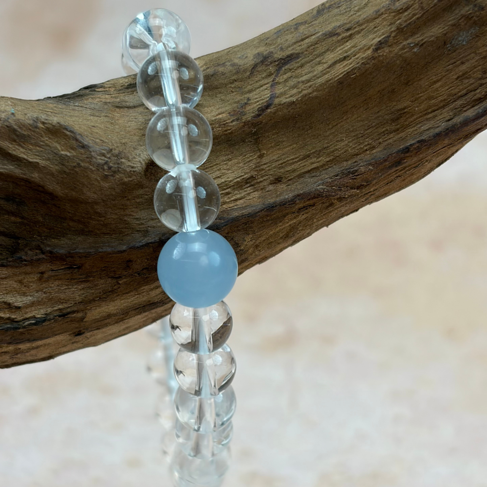 Clear Quartz Blue Chalcedony Healing Clarity Bracelet