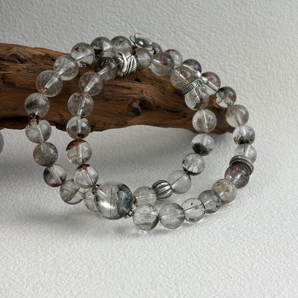 Green Phantom Quartz Silver Abundance Bracelet
