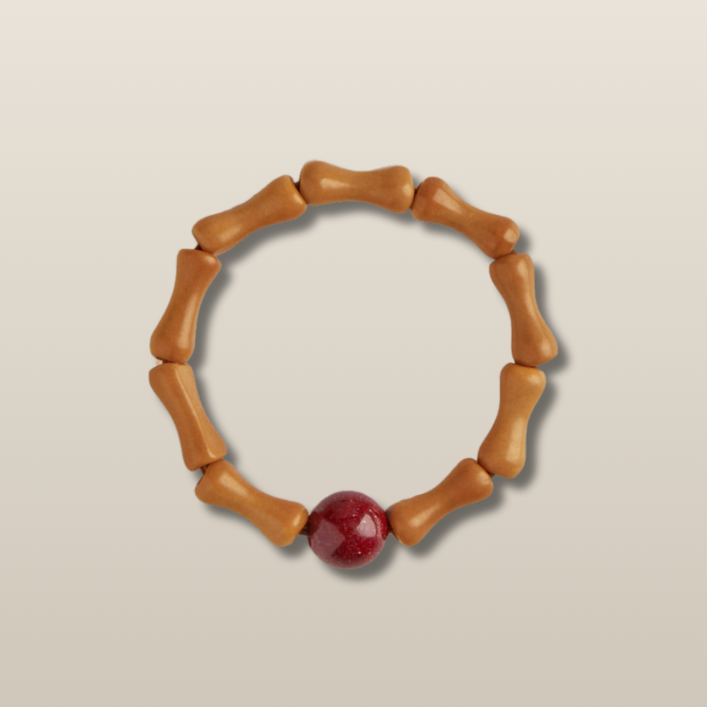 Cinnabar Olive Wood Bamboo Blessing Ring
