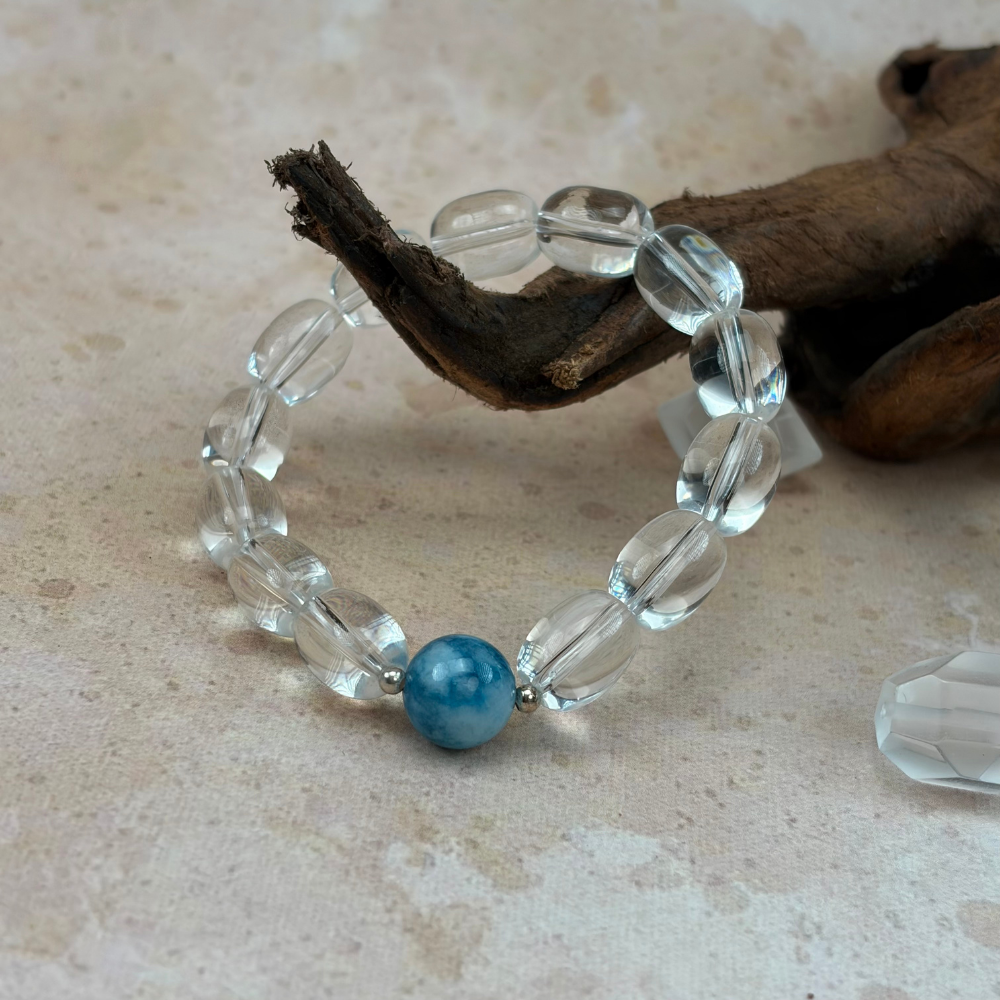 Clear Quartz Apatite Healing Energy Clarity Protection Bracelet