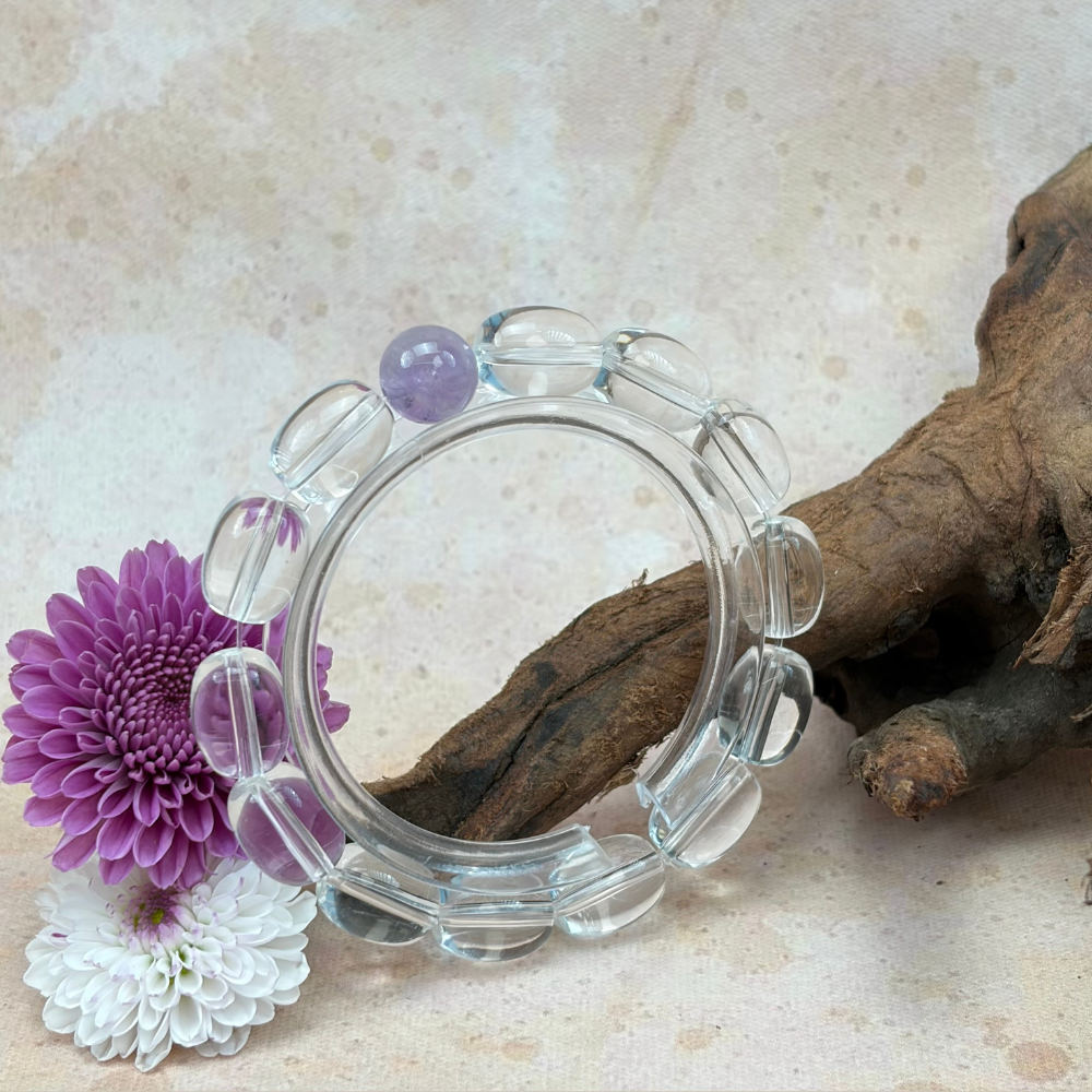 Clear Quartz Amethyst Healing Clarity Balance Energy Bracelet