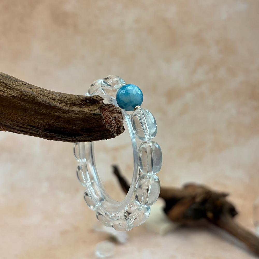Clear Quartz Apatite Healing Energy Clarity Protection Bracelet