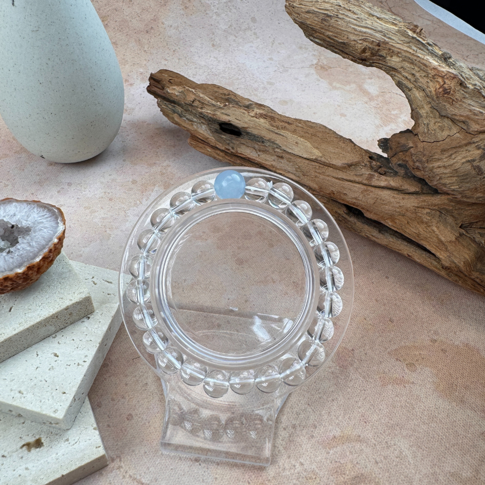 Clear Quartz Blue Chalcedony Healing Clarity Bracelet