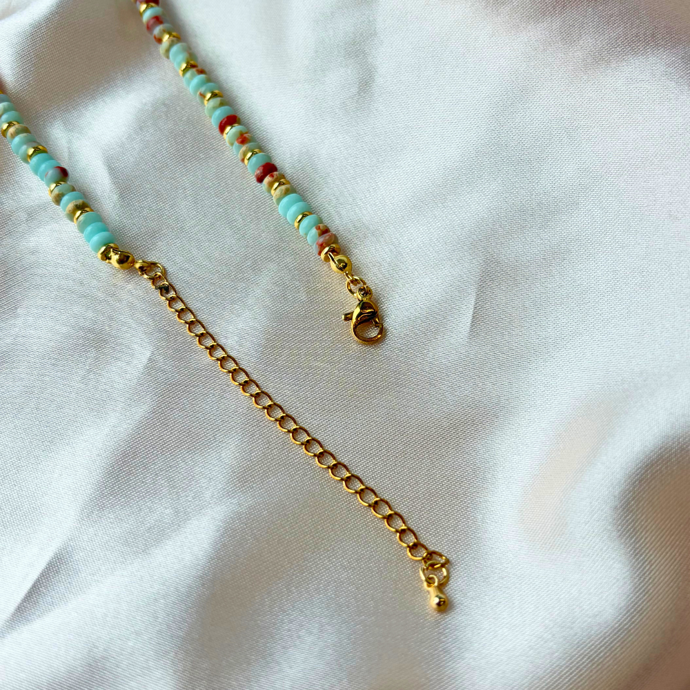 Beaded Layered Design Carved Pearl Centerpiece Necklace