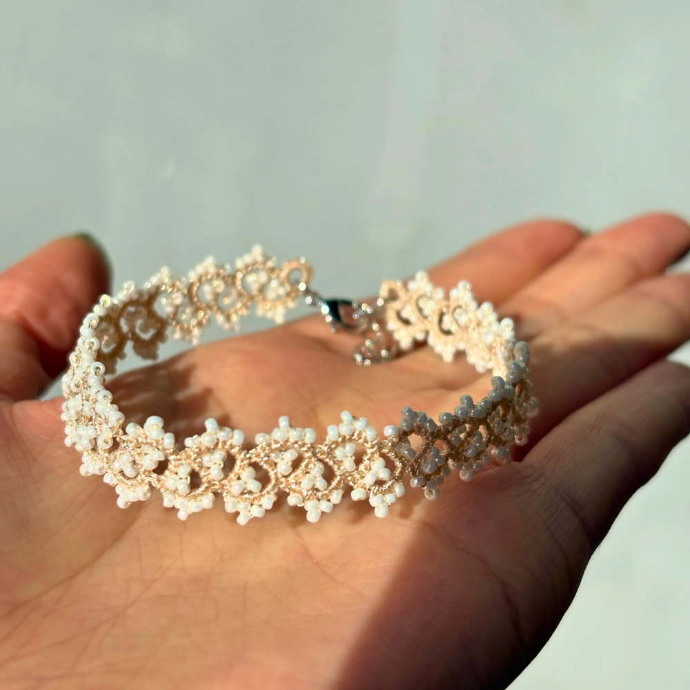 Handmade Lace Pearl Vintage-Inspired Woven Bracelet