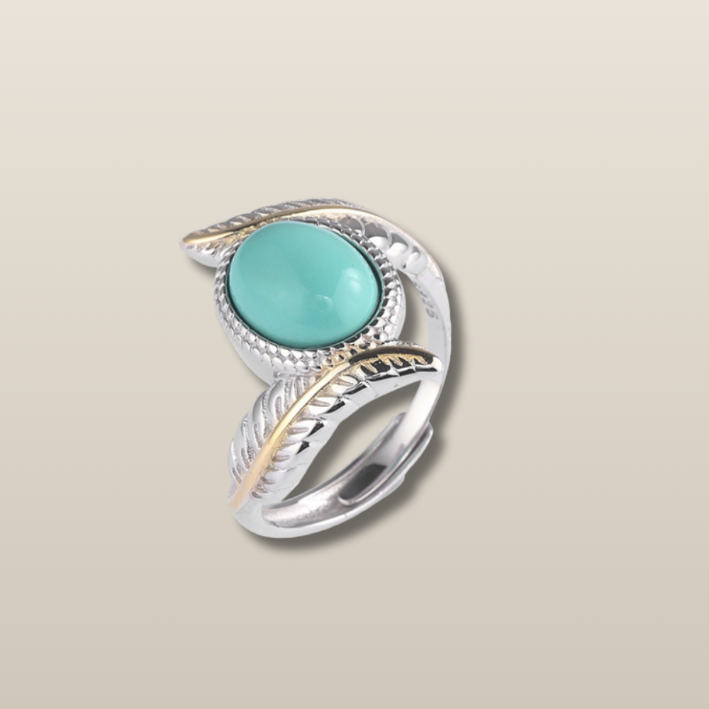 Turquoise Silver Angel Protection Healing Ring