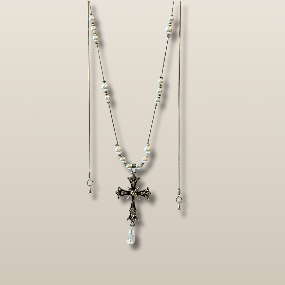 Pearl Metal Radiance Gothic Cross Necklace