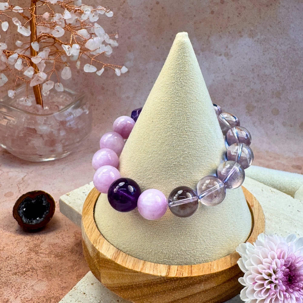 Rose Quartz Amethyst Clear Quartz Harmony Bracelet