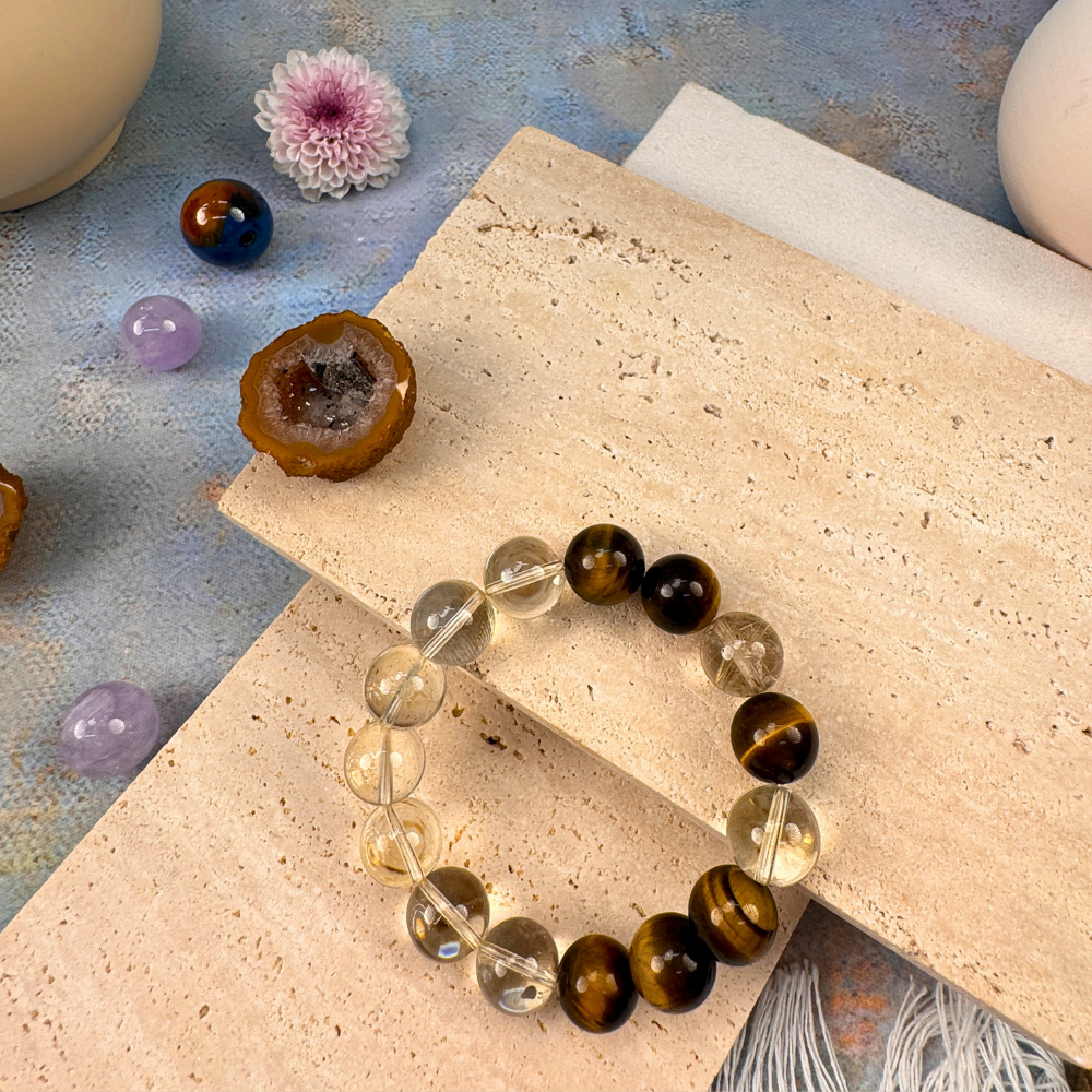 Tiger’s Eye Clear Quartz Protection Bracelet