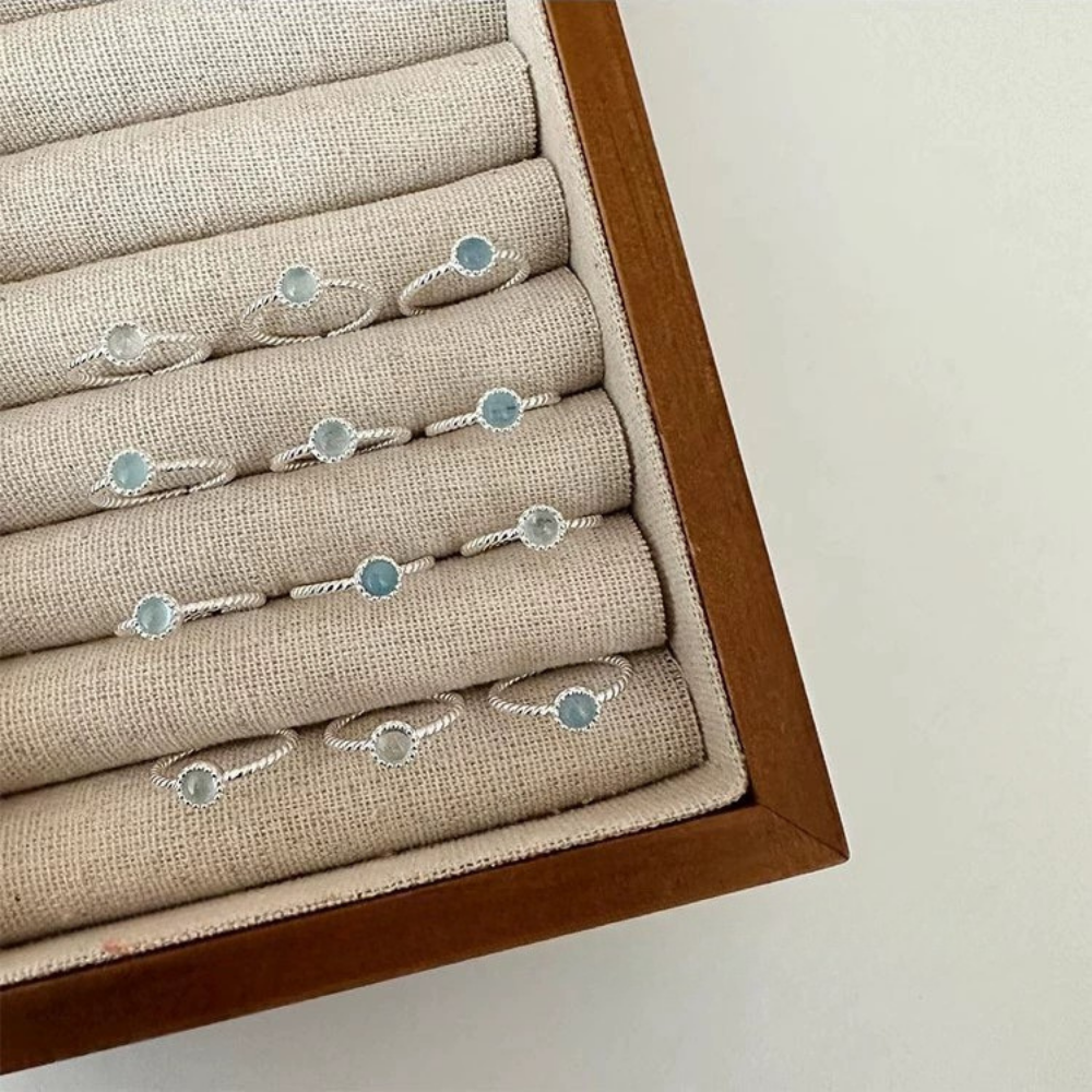 Aquamarine Silver Serenity Clarity Healing Ring