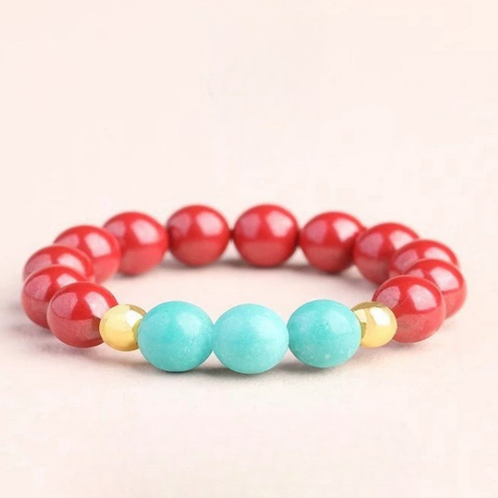 Turquoise Cinnabar Harmony Blessing Ring