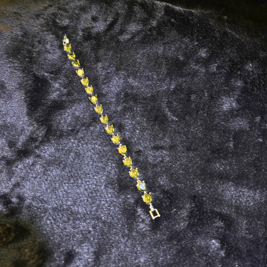 Olive Green Teardrop Zircon Tennis Bracelet