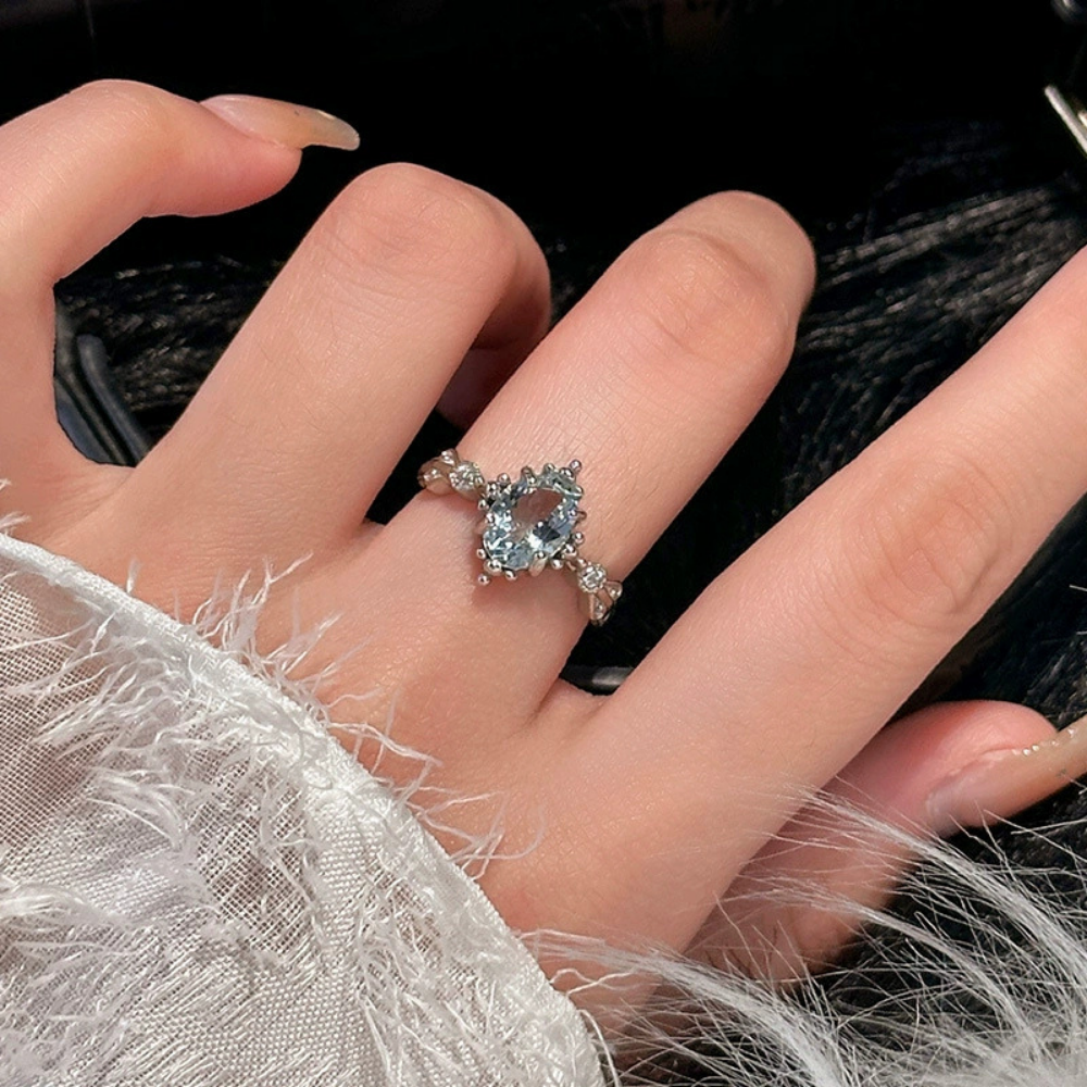 Aquamarine Crownlight Adjustable Ring