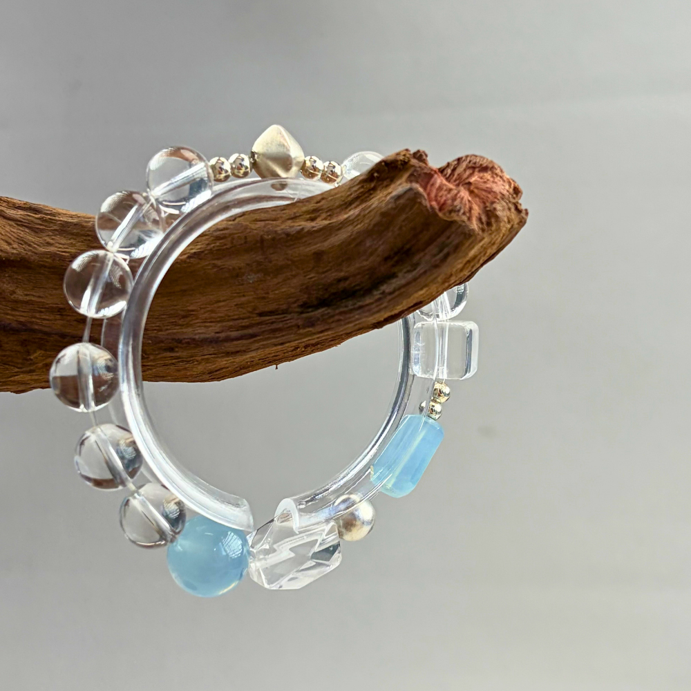 Aquamarine Clear Quartz Hematite Balance Bracelet