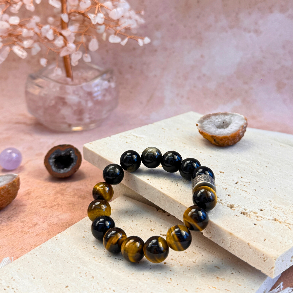Golden Obsidian Tiger’s Eye Protection Bracelet