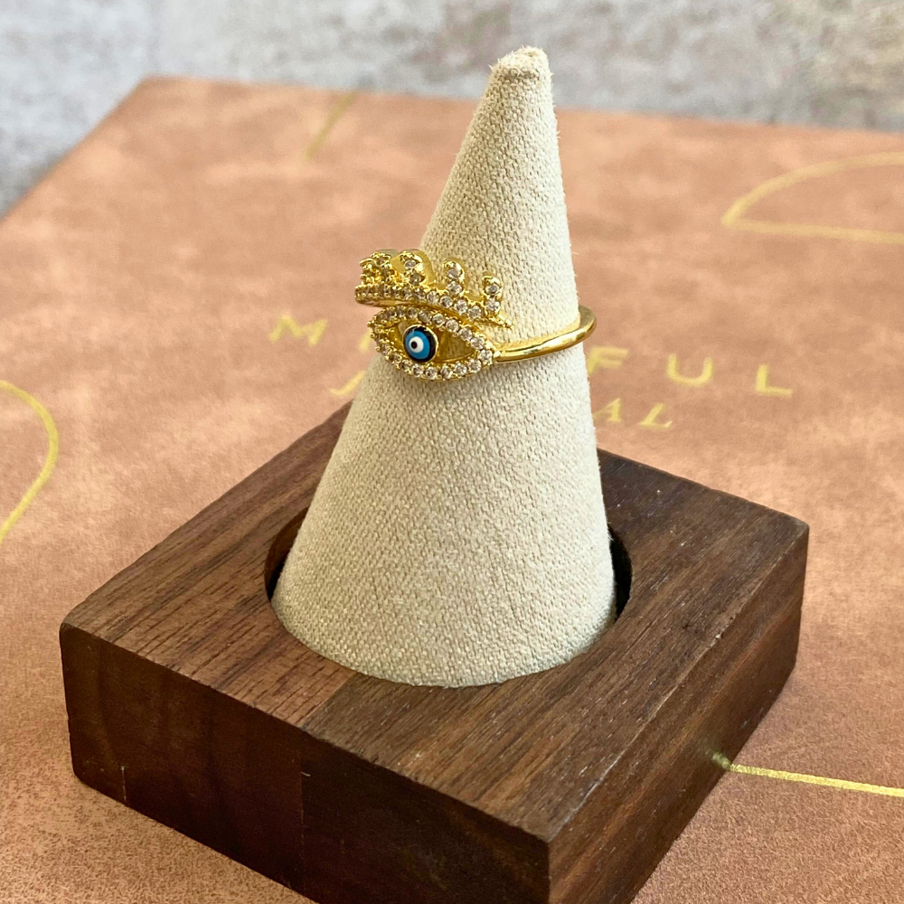Blue Evil Eye Protection Crystal Ring