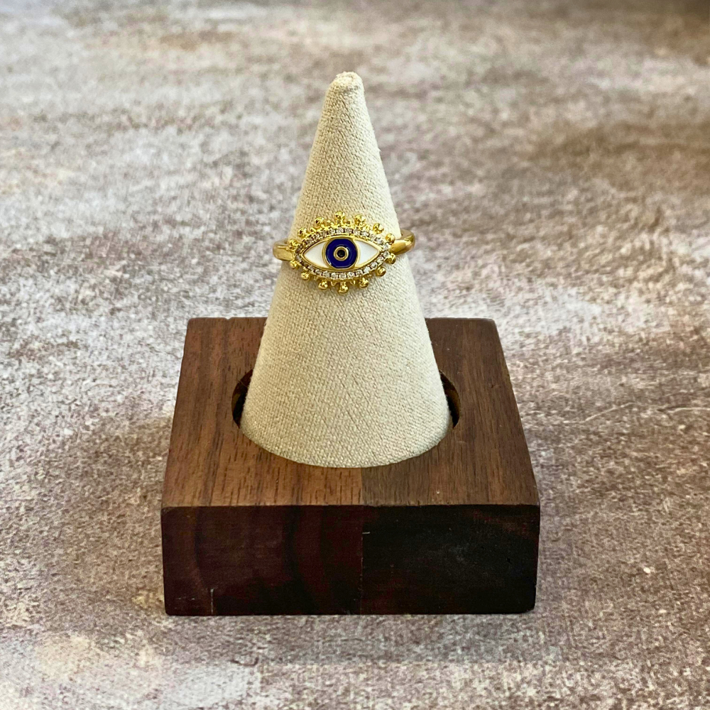Deep Blue Evil Eye Protection Crystal Ring