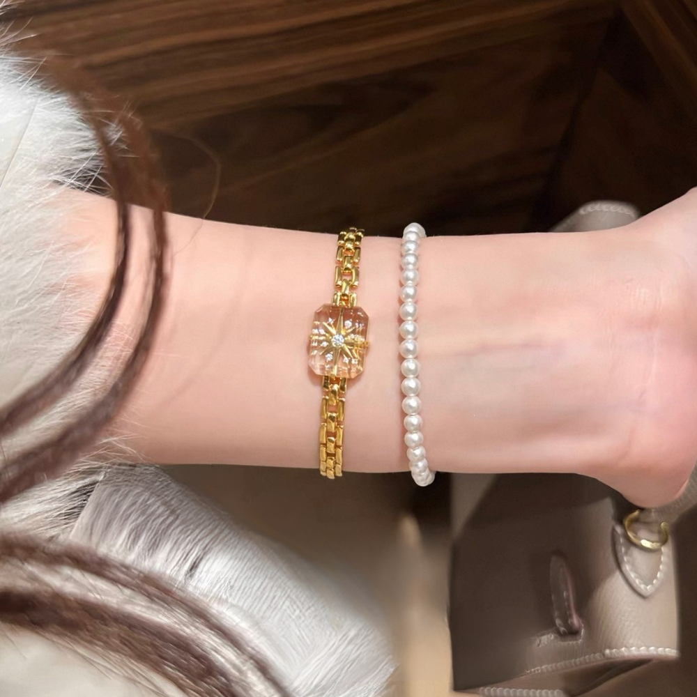 Star Crystal Link Chain Plated Bracelet