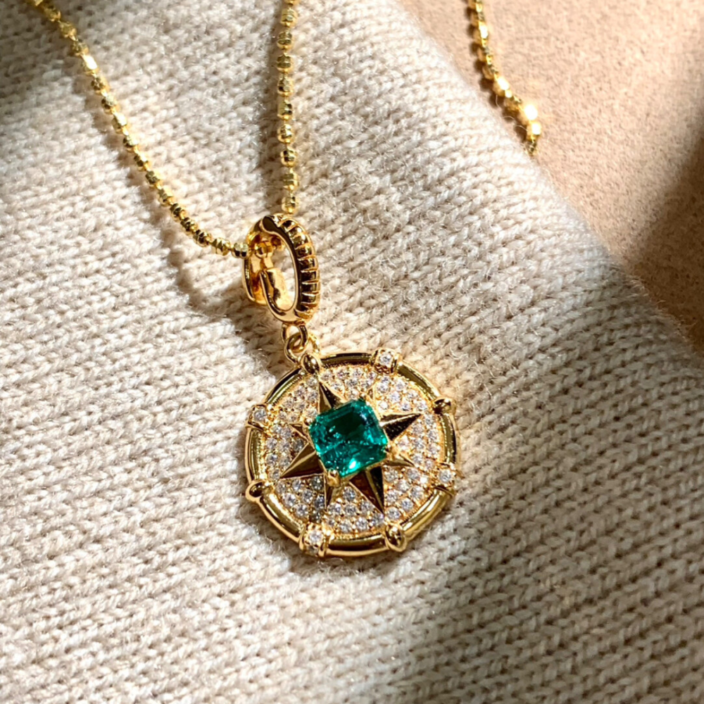 Emerald Green Crystal Star Necklace