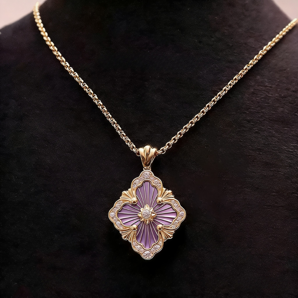Vintage Brushed Pearl-shell Diamond Necklace