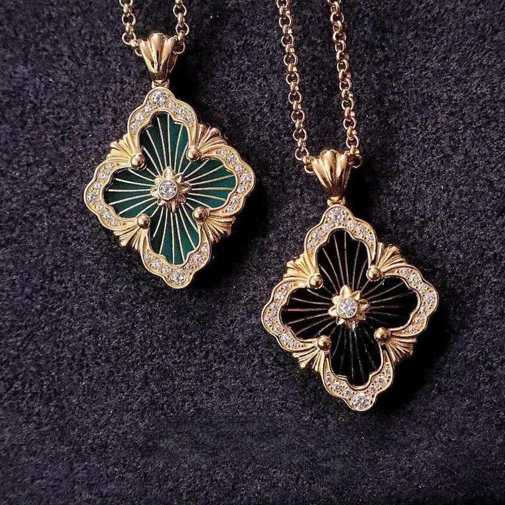 Vintage Brushed Pearl-shell Diamond Necklace