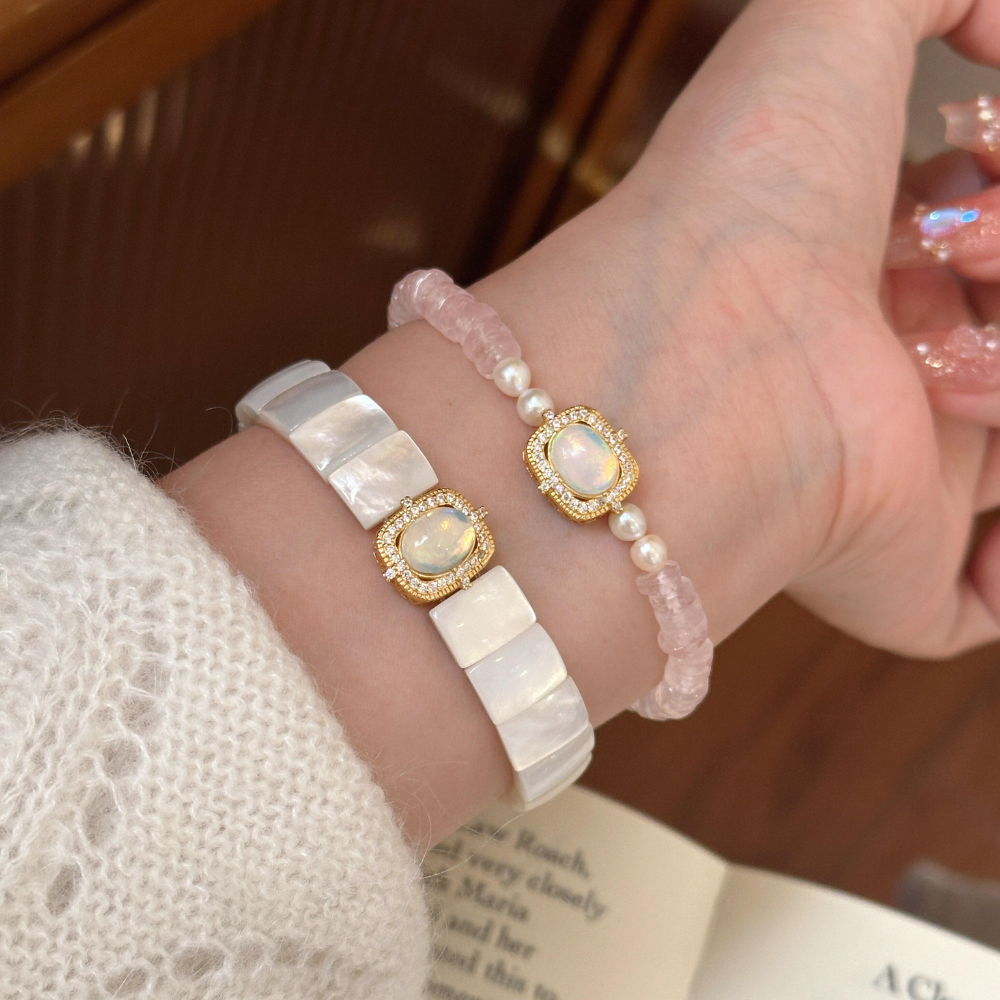 Mother of Pearl Crystal Silver Luxury Bracelet