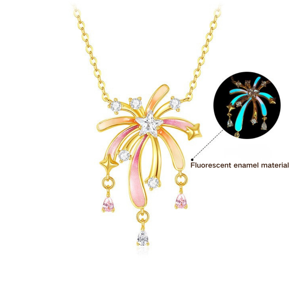 Fireworks Fluorescent Enamel Pendant Necklace