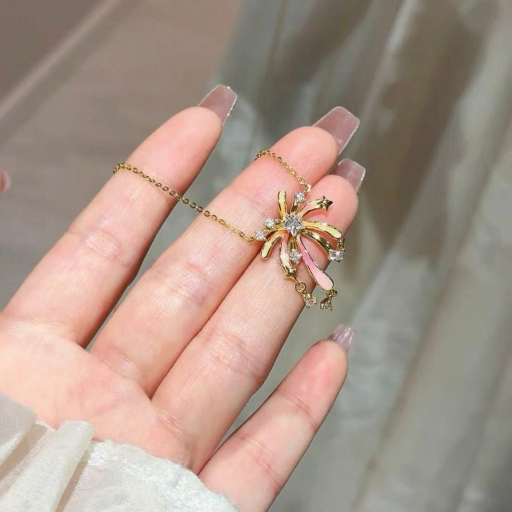 Fireworks Fluorescent Enamel Pendant Necklace