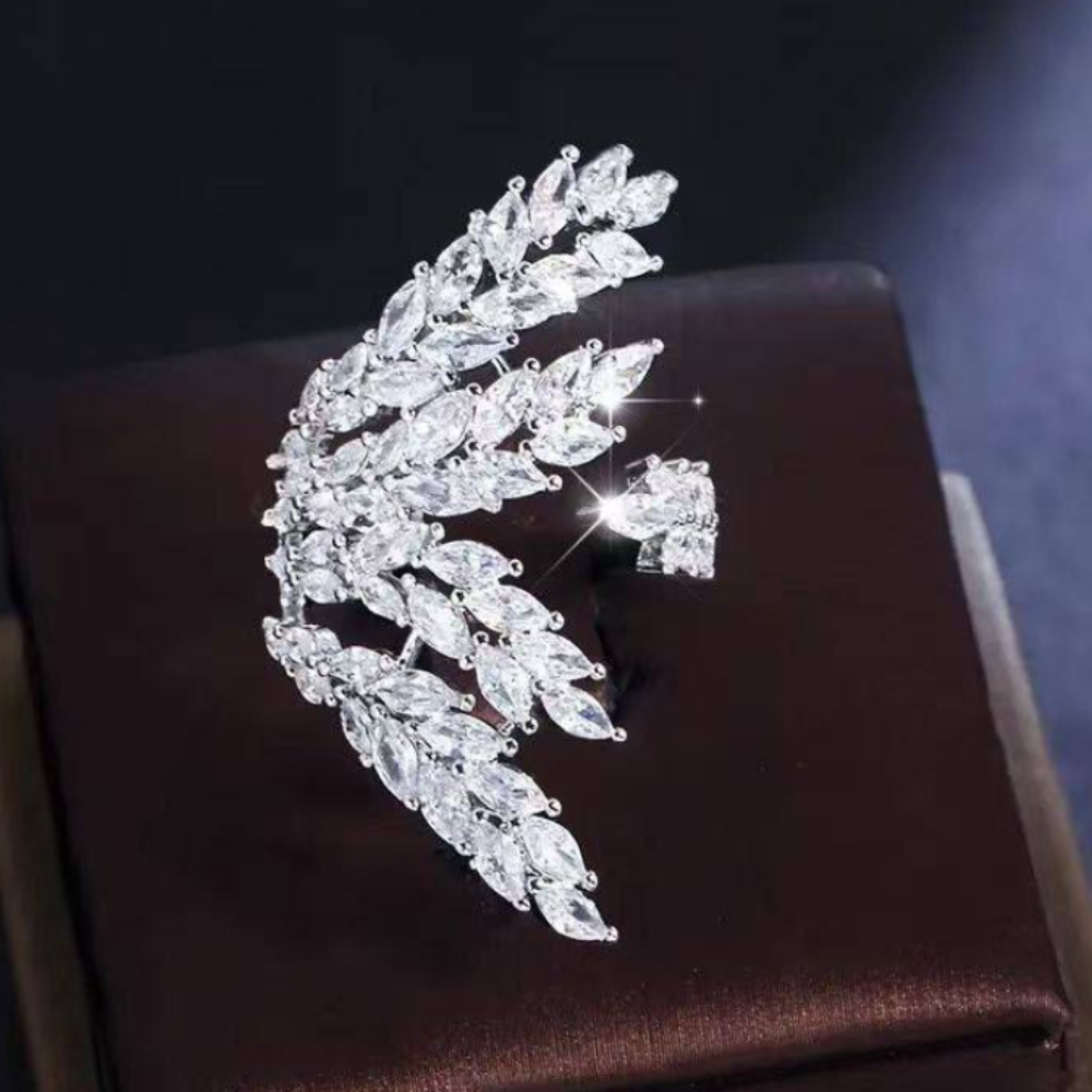 Grown Diamond Luxury Feather Adjustable Statement Ring