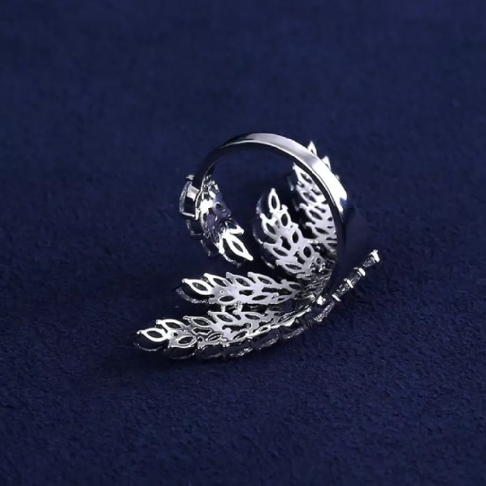 Grown Diamond Luxury Feather Adjustable Statement Ring