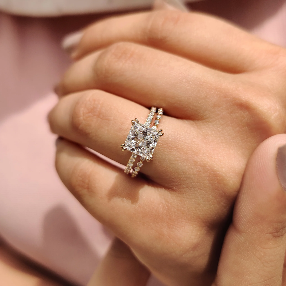 Lab Grown Diamond 3-Piece Stackable Silver Engagement Ring Set