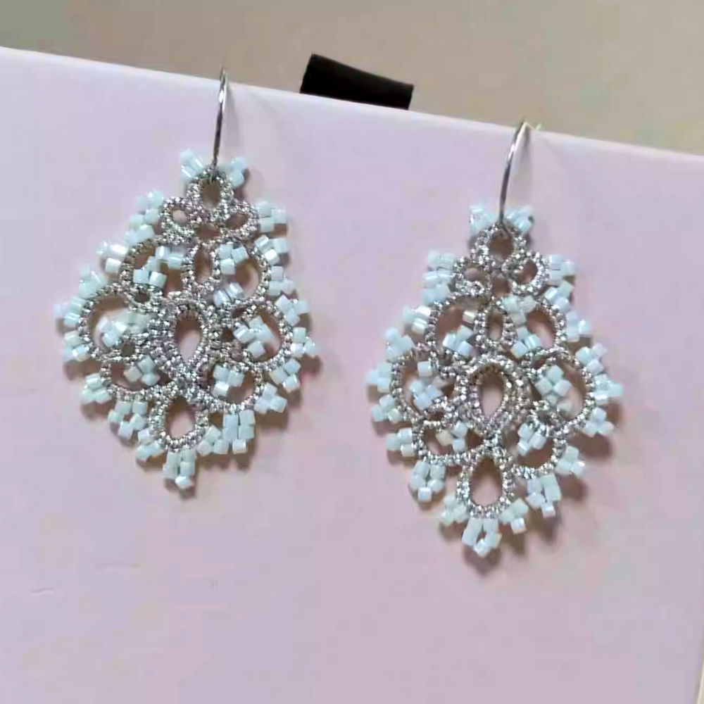 Handwoven Bronze Beaded Filigree Drop Earrings