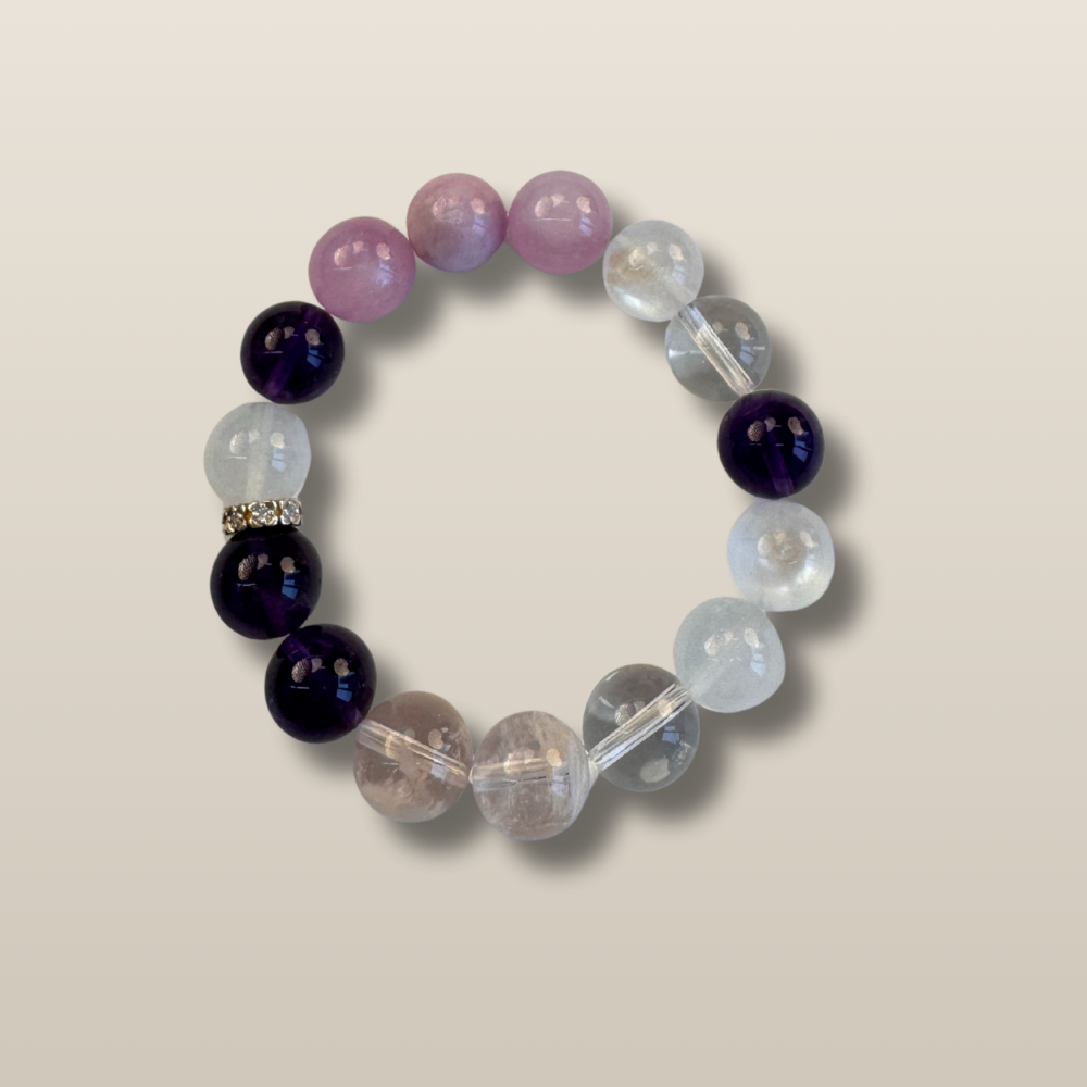 Amethyst Rose Quartz Aquamarine Harmony Bracelet