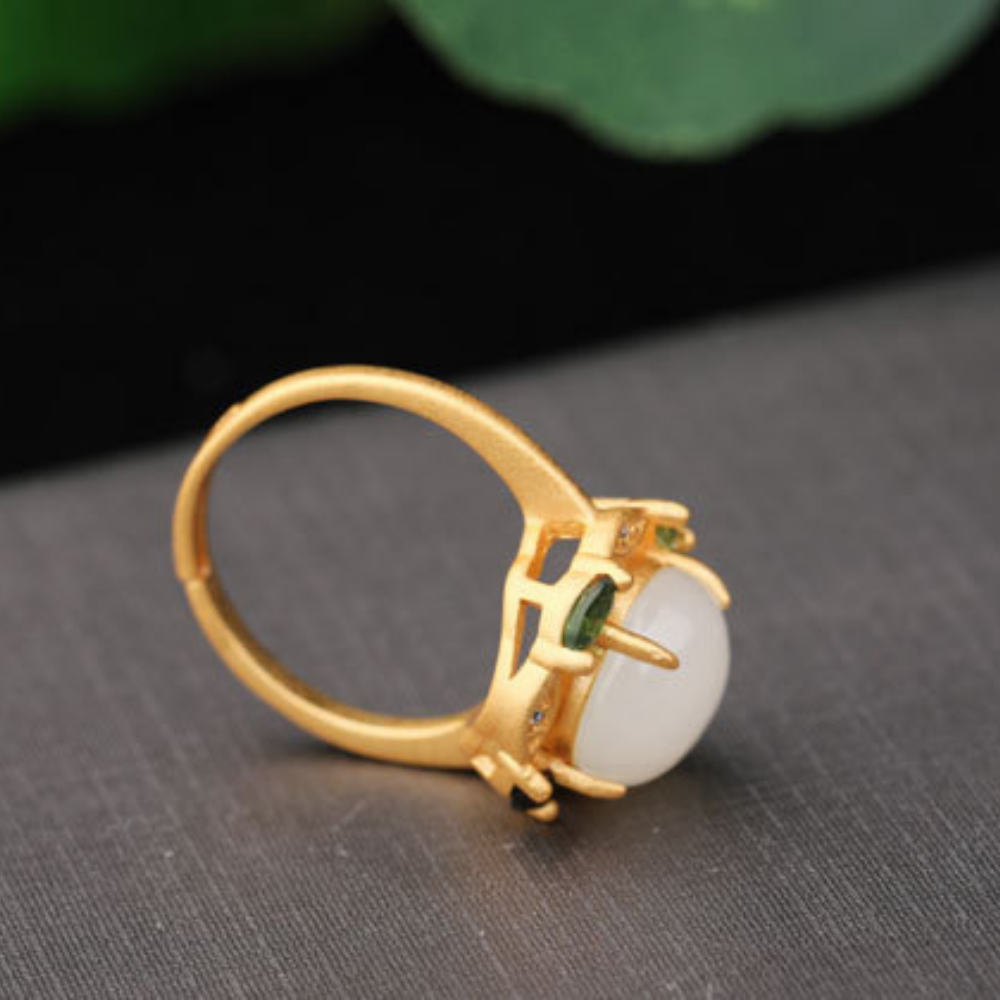Hetian Jade Silver Prosperity Harmony Ring