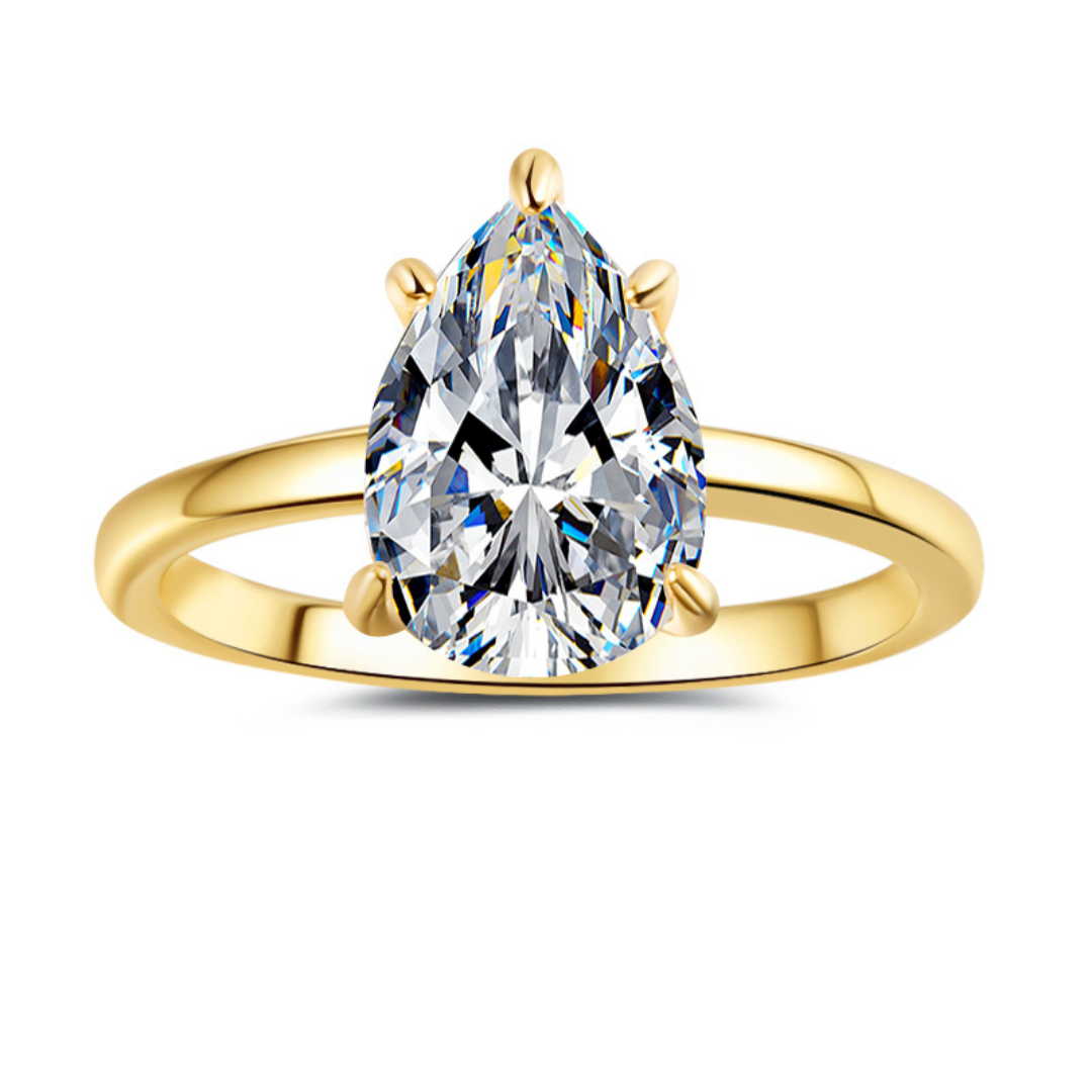 Pink Pear Cut Lab Diamond Solitaire Ring