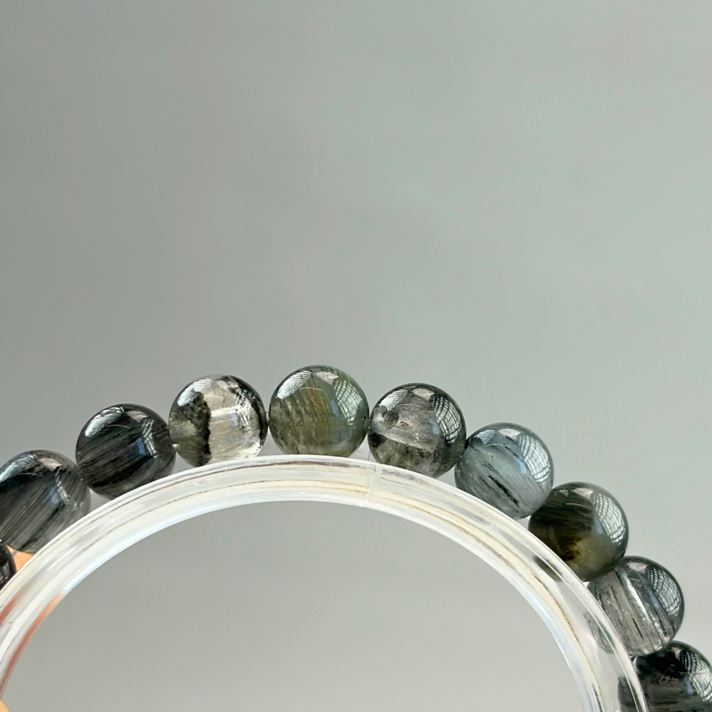 Black Rutilated Quartz Red Agate Protection Bracelet