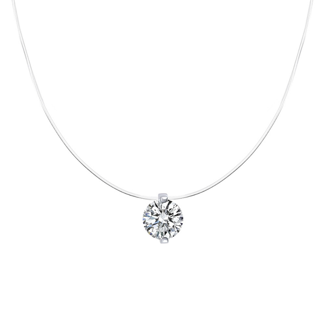 Mermaid’s Tear Moissanite 925 Silver Invisible Fishing Line Pendant Necklace