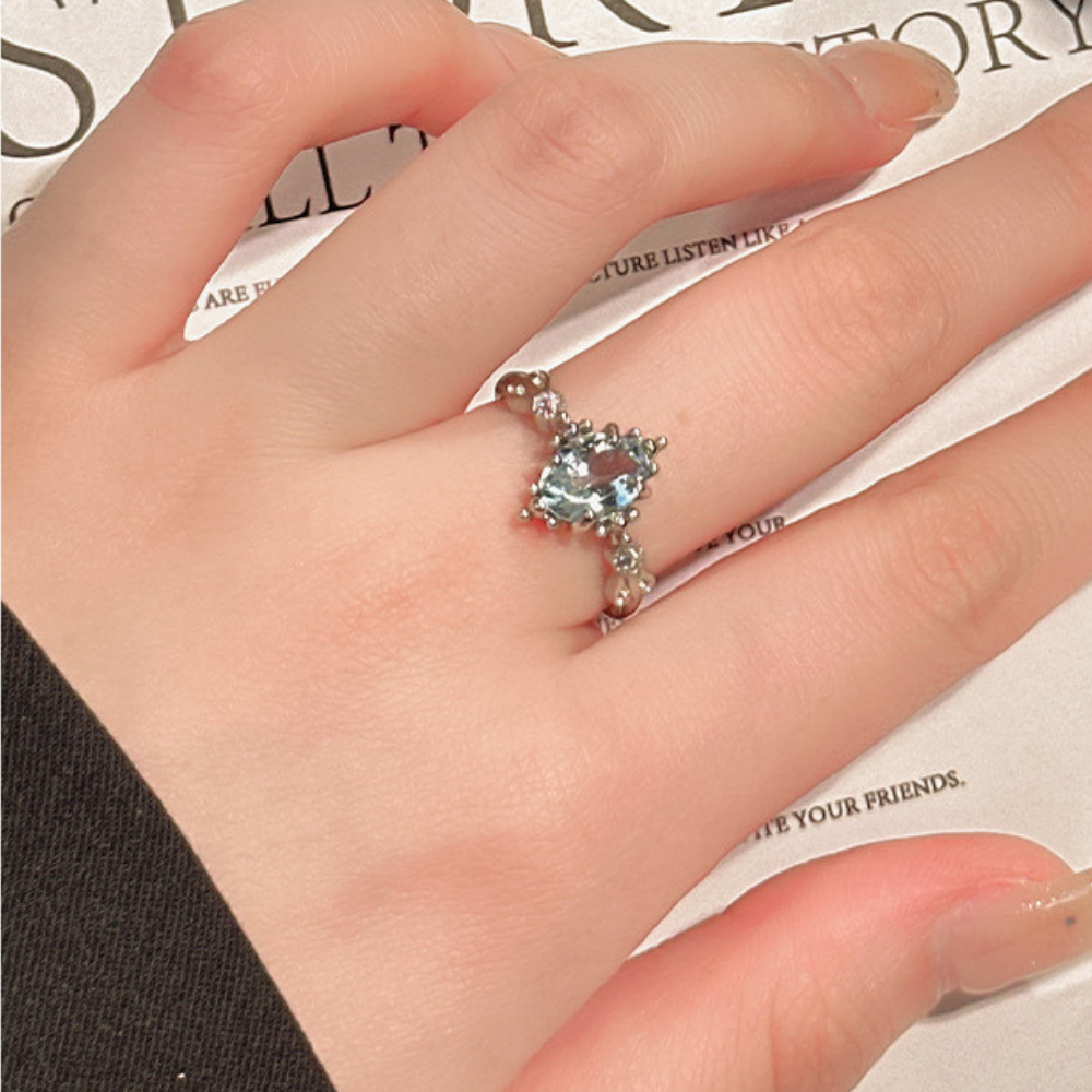Aquamarine Crownlight Adjustable Ring
