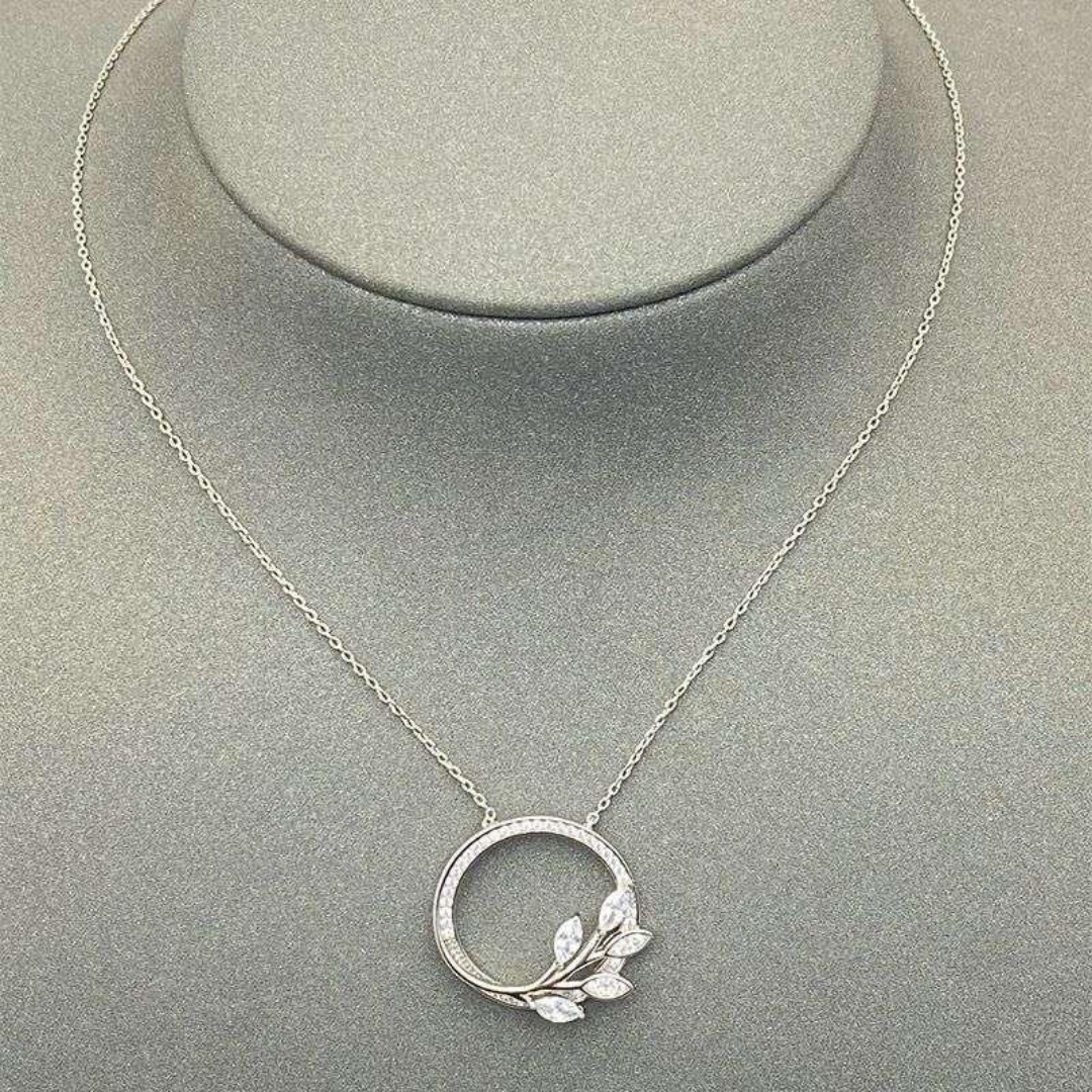 Lab-Diamond Olive Branch Ivy Pavé Pendant Necklace