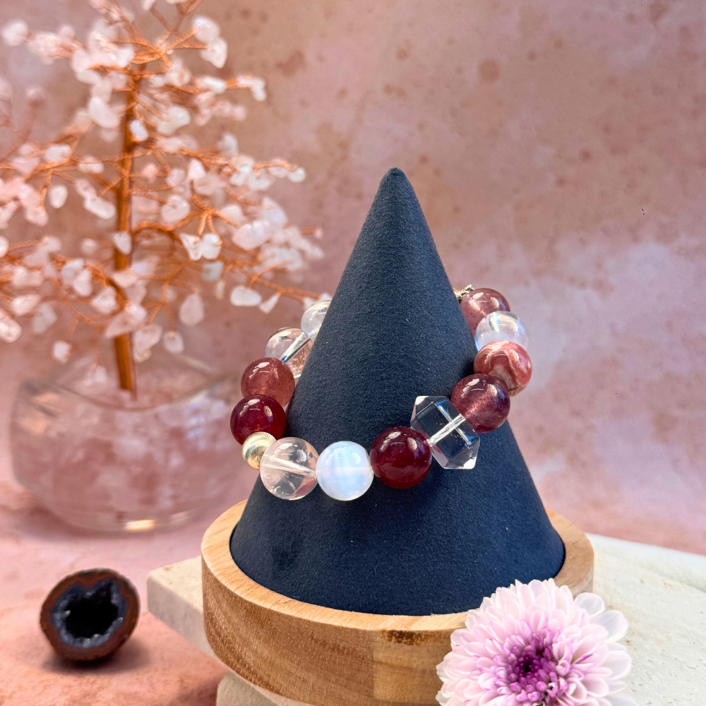 Strawberry Quartz Rose Quartz Love Bracelet
