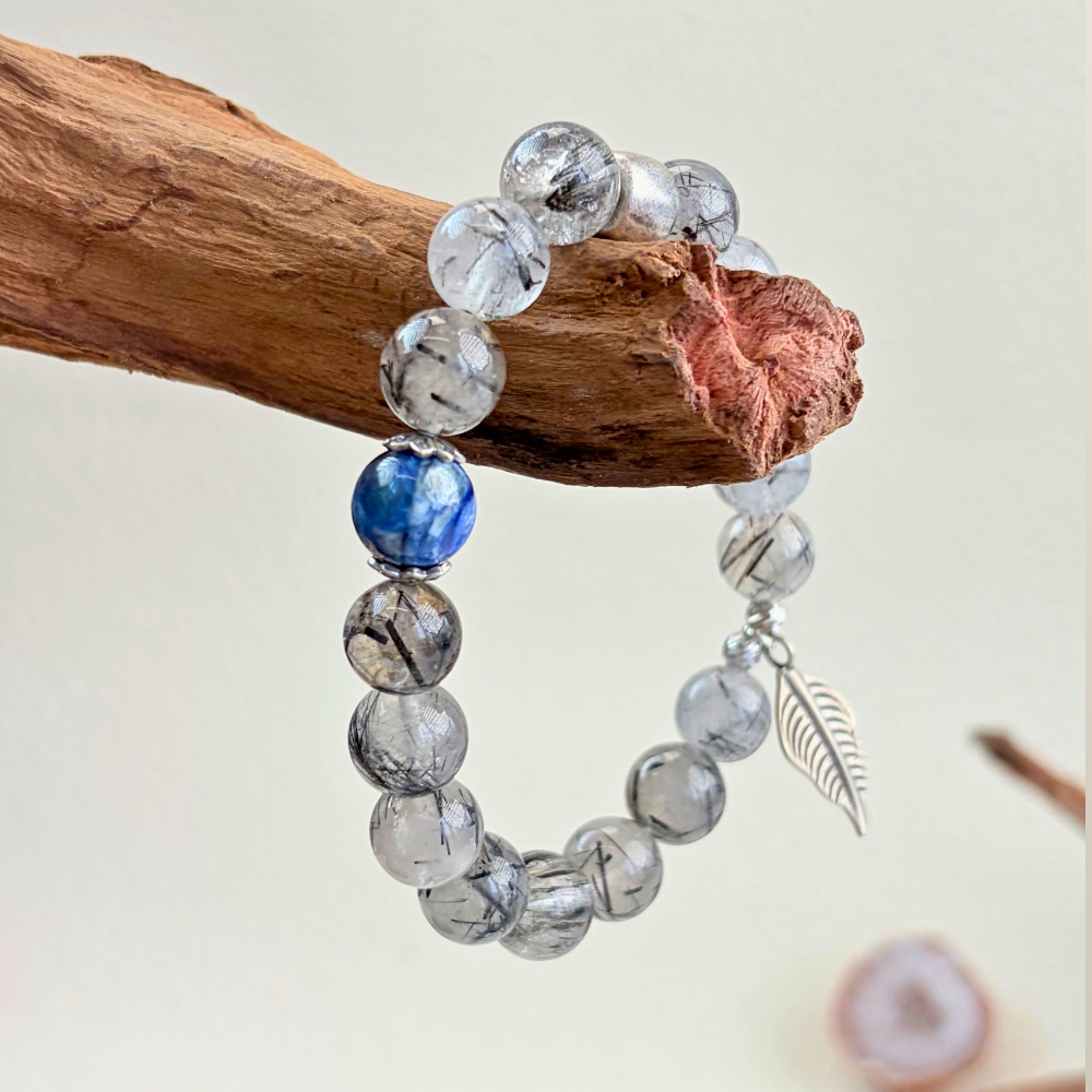 Black Rutilated Quartz Kyanite Clarity Bracelet