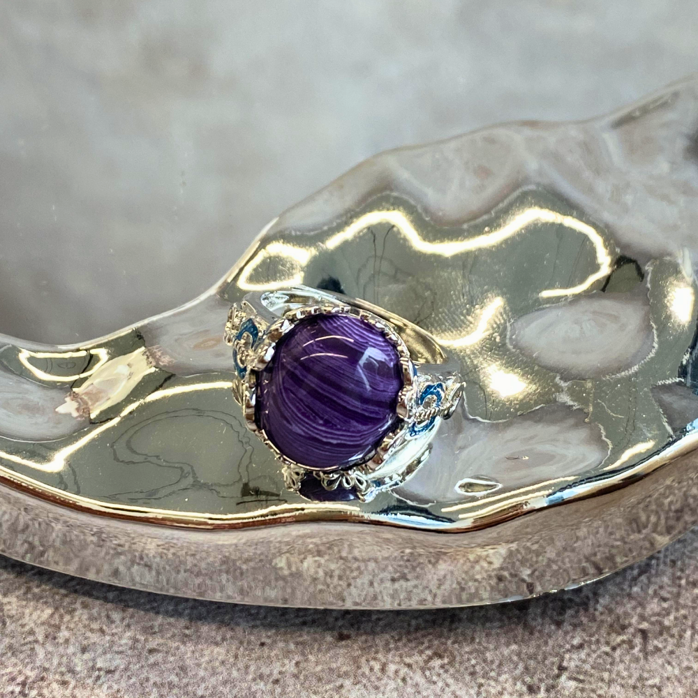 Purple Agate Sodalite Calm Harmony Ring